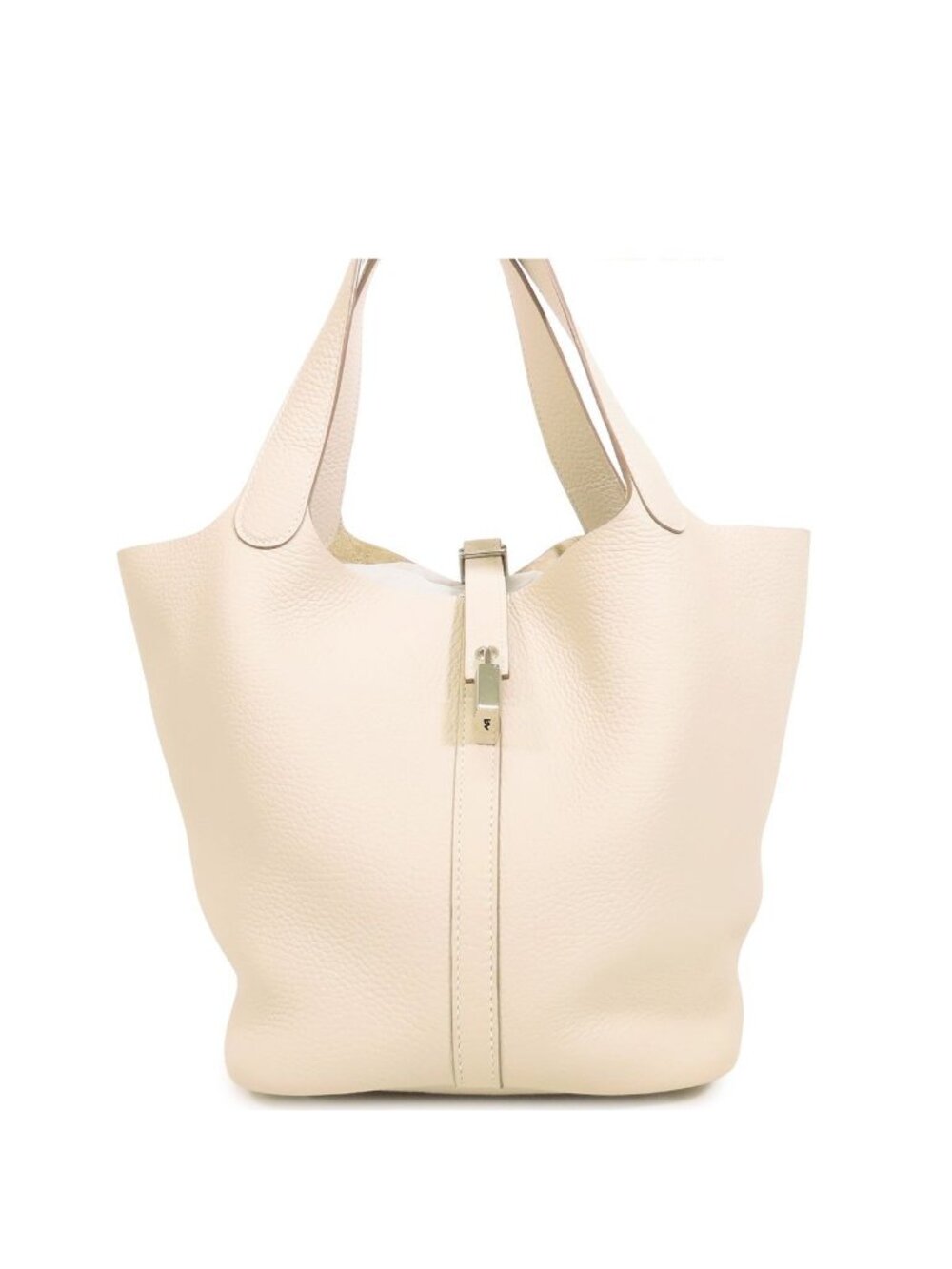Hermes Picotin Lock MM Craie Silver Taurillon Handbag